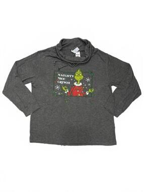 Kohl's Grinch Holiday Gray Cowl Neck Pullover Sweatshirt XL